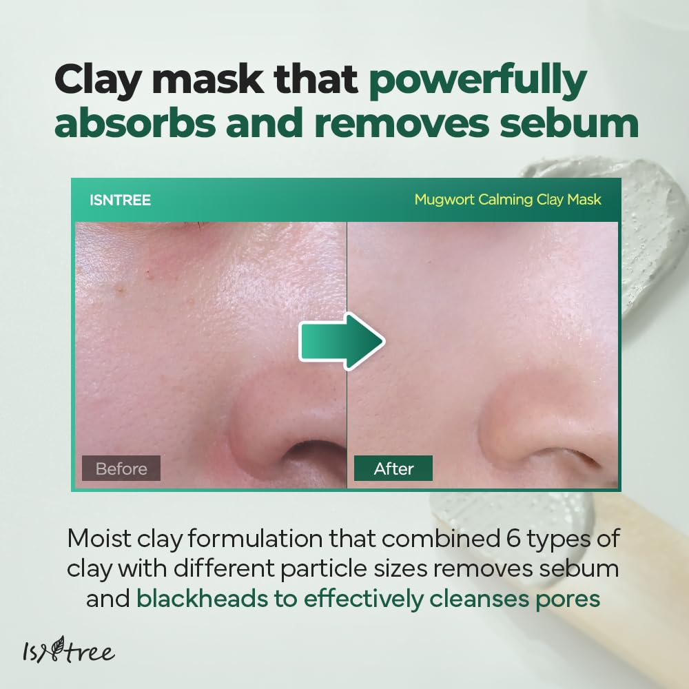 IsNtree Mugwort Calming Clay Mask, rincage: masque lavable et fraîcheur instantanée.
