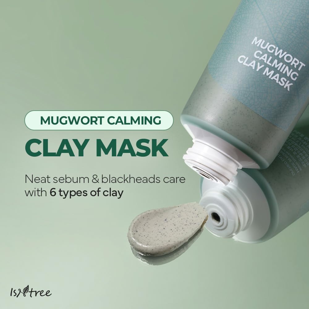 IsNtree Mugwort Calming Clay Mask, texture: argile douce purifiante pour la peau.