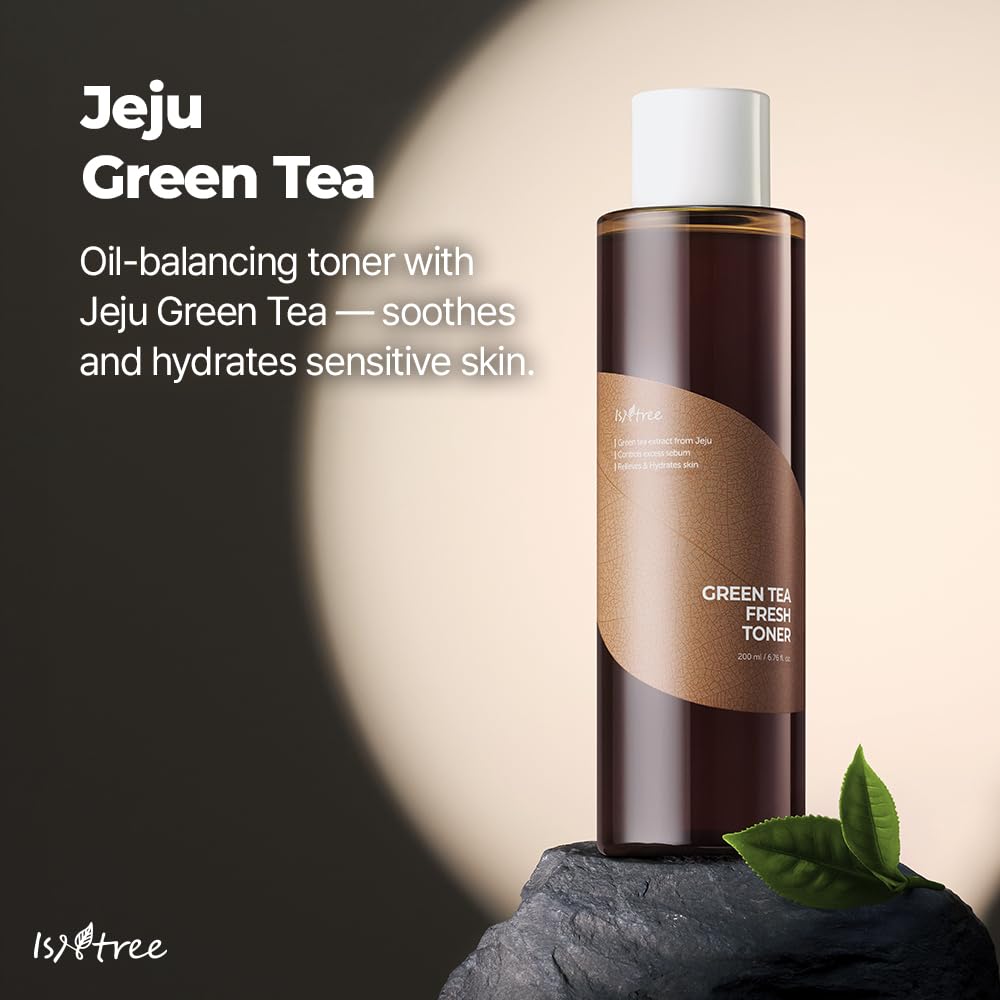 IsNtree Toner Frais au Thé Vert Equilibre Sebum, aide à réguler le gras quotidien.