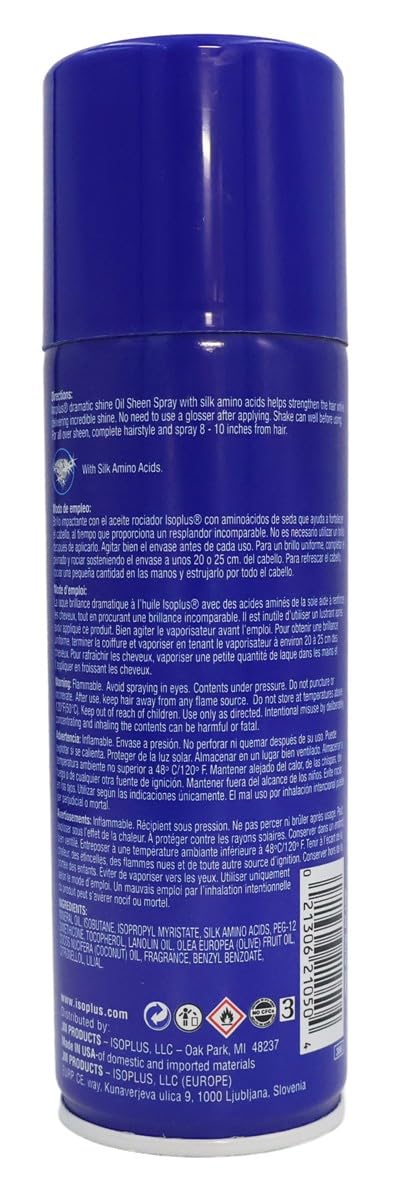 Isoplus Oil Sheen Hairspray regular pack of three for convenient use.