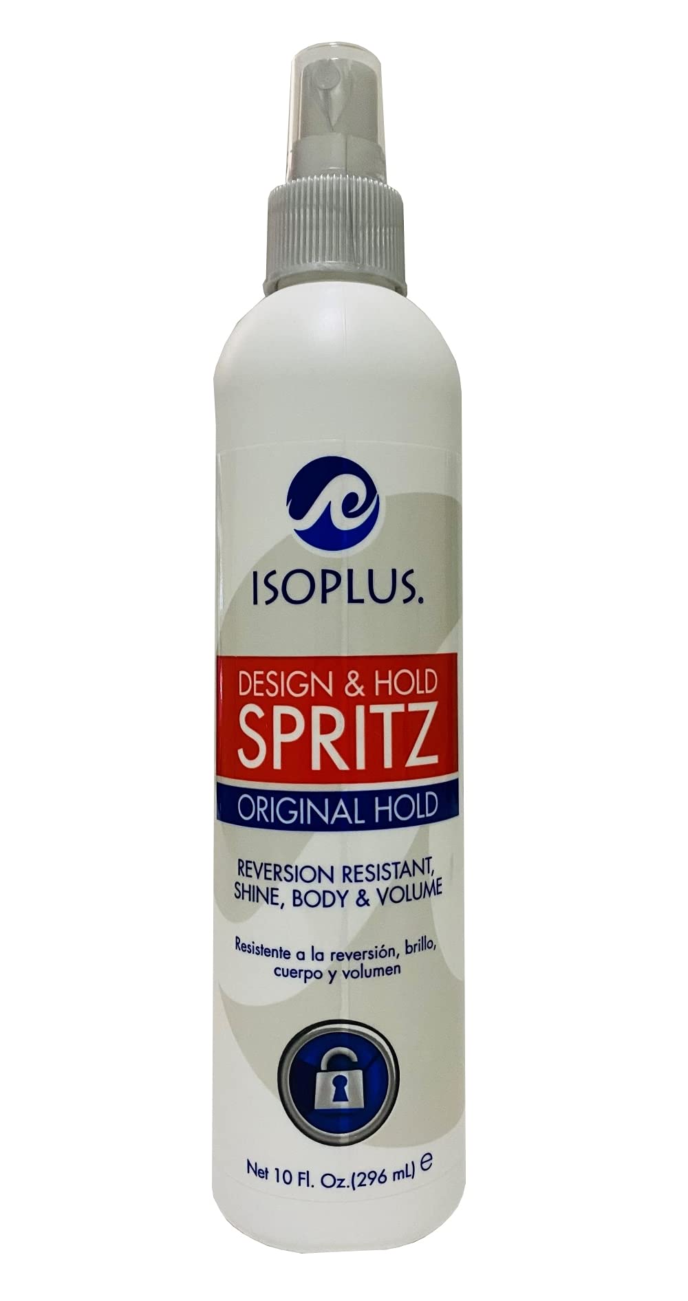 Isoplus Spritz Design et Maintien — flacon élégant pour une tenue durable.