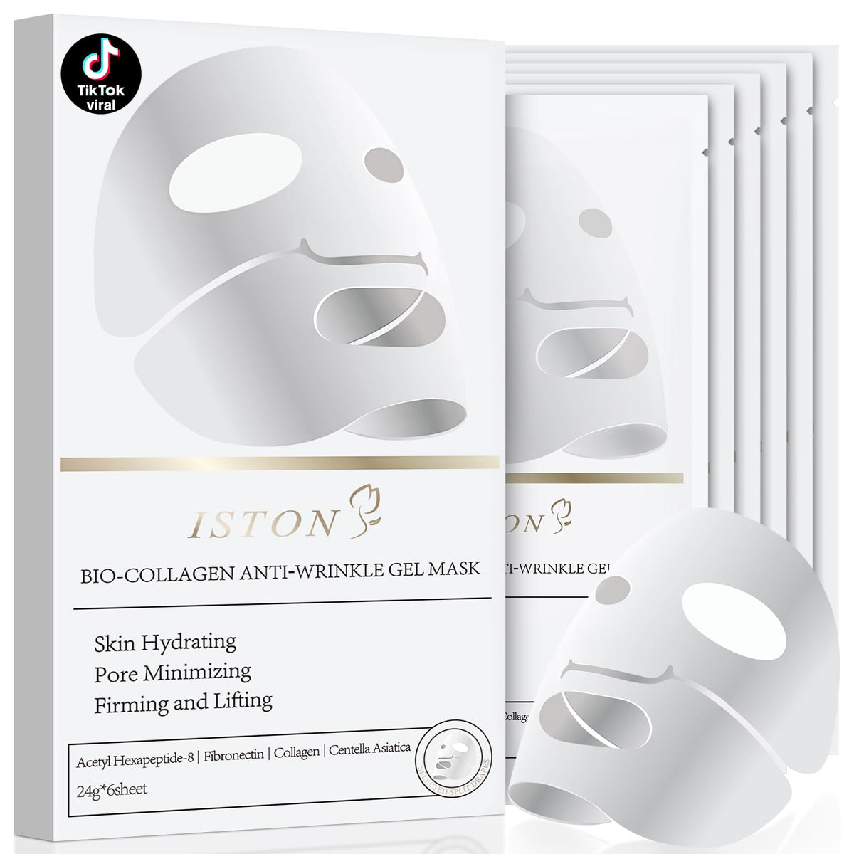 ISTON masque bio-collagene haute concentration pour absorption optimale et peau tendue.