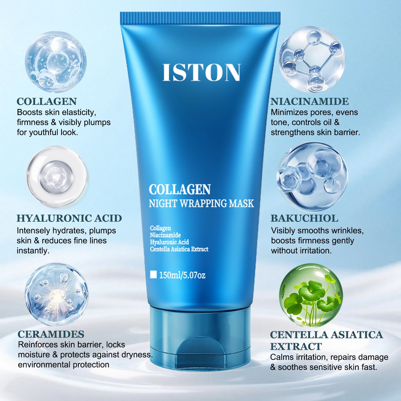 ISTON Masque Nuit Collagène – texture transparente prête à sécher