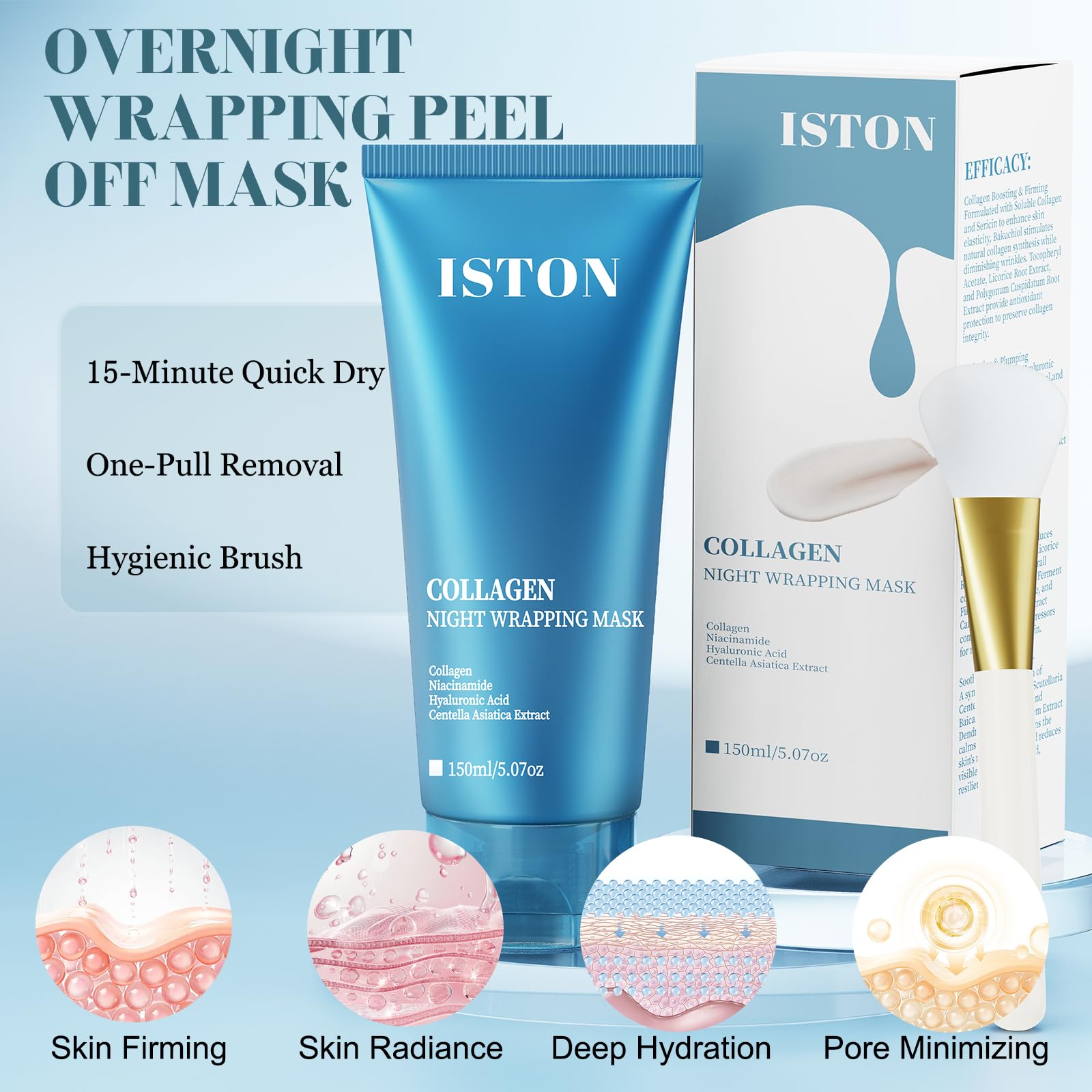 ISTON Masque Nuit Collagène – convient à tous les types de peau
