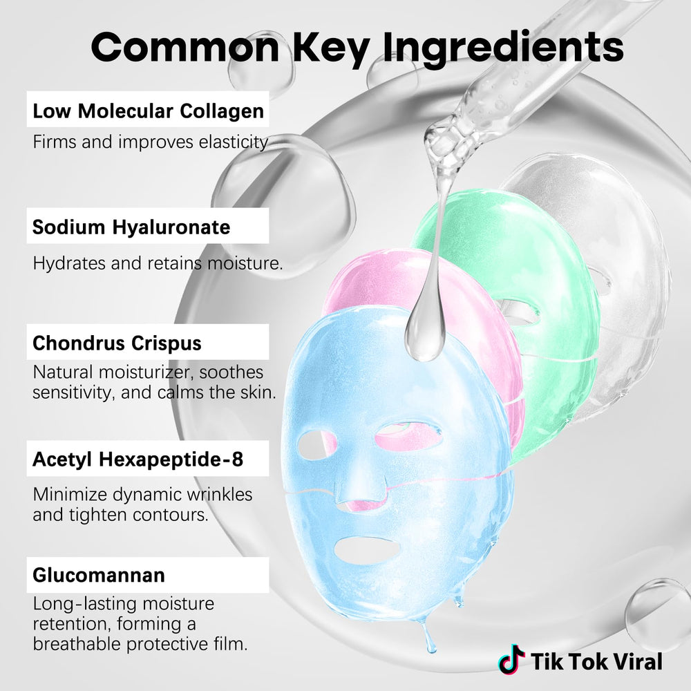 Quatre masques ISTON ensemble – hydratation, élasticité, apaisement et éclat