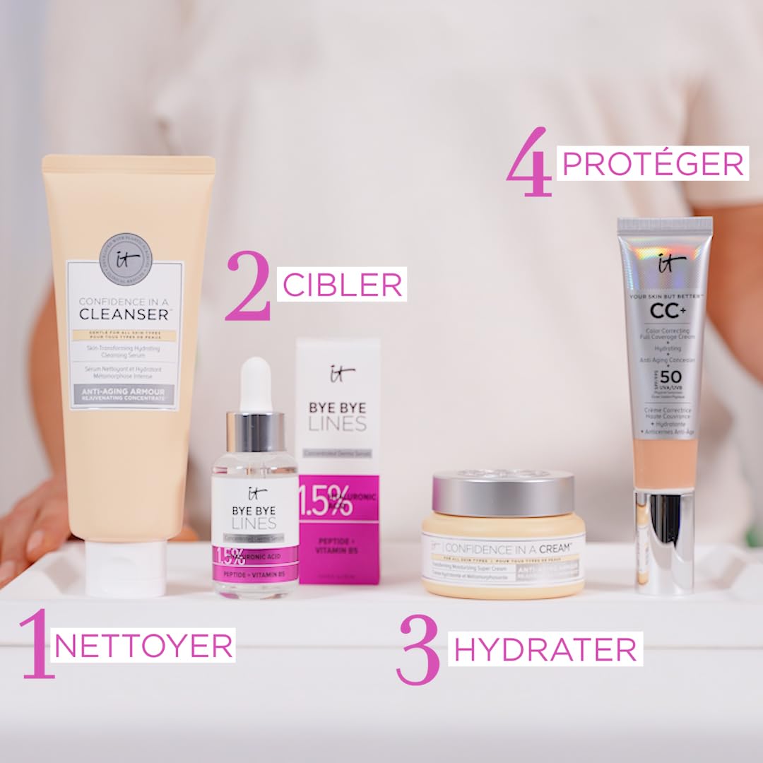 Sérum hydratant IT Cosmetics Bye Bye Lines, peau visiblement plus hydratée.