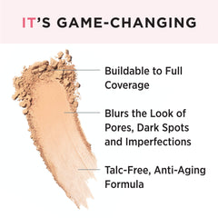 IT Cosmetics CC+ Airbrush Perfecting Powder application au pinceau pour un teint soyeux.