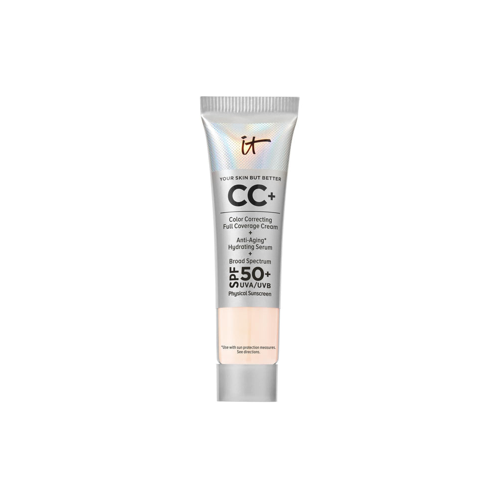 IT Cosmetics Crème CC+ Voyage - Bouteille: couvrance naturelle et hydratation.