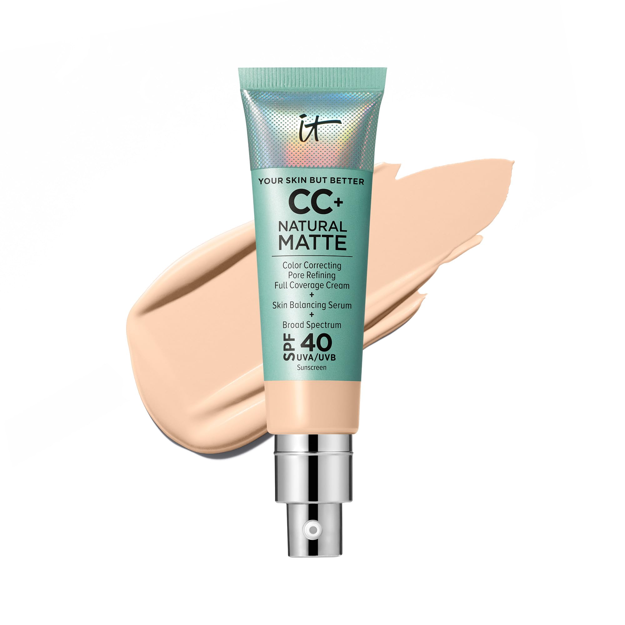 IT Cosmetics CC+ Crème Matte Naturelle Fair – Bouteille visible, contrôle de brillance longue durée