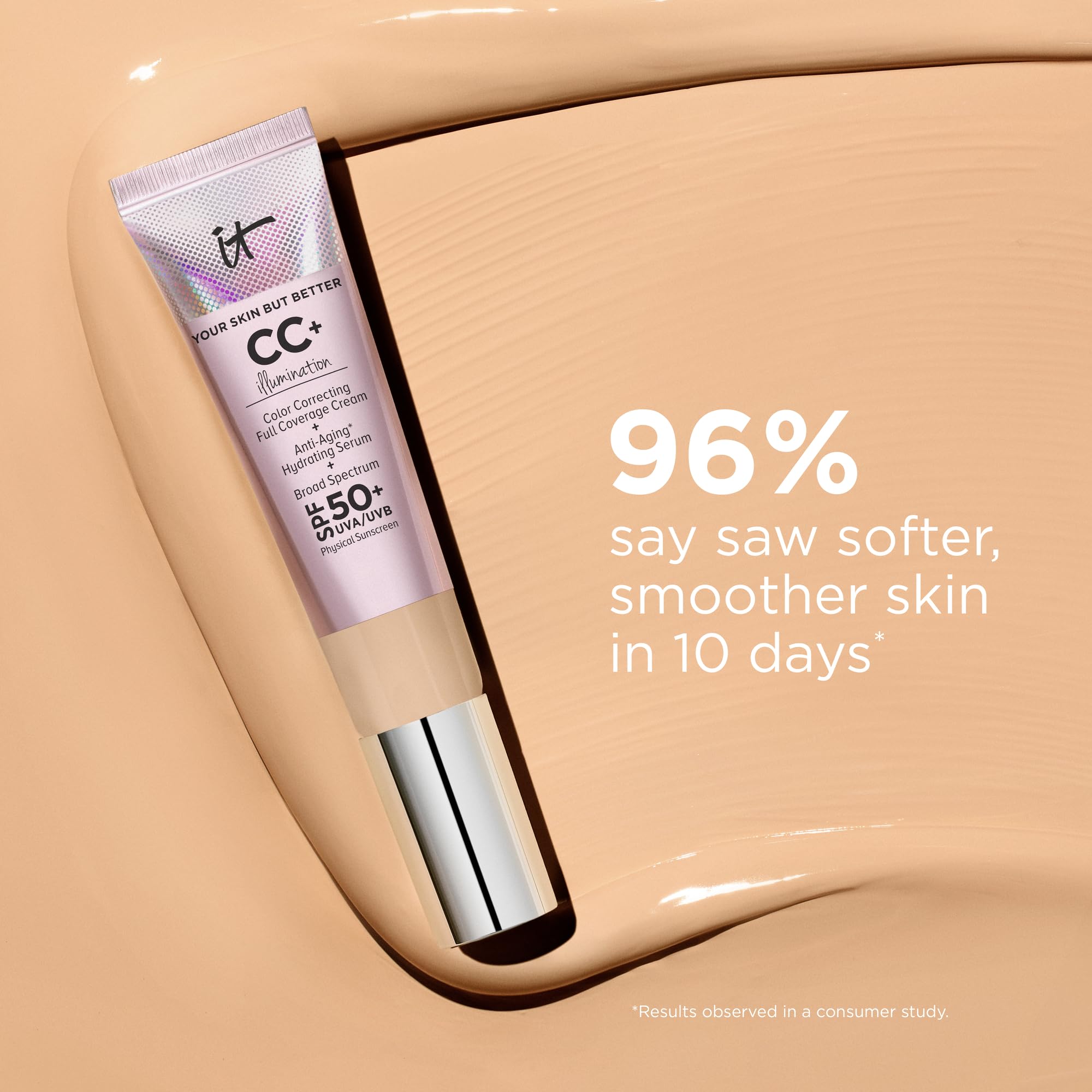 Effet glow IT Cosmetics CC+ Illumination sans shimmer excessif