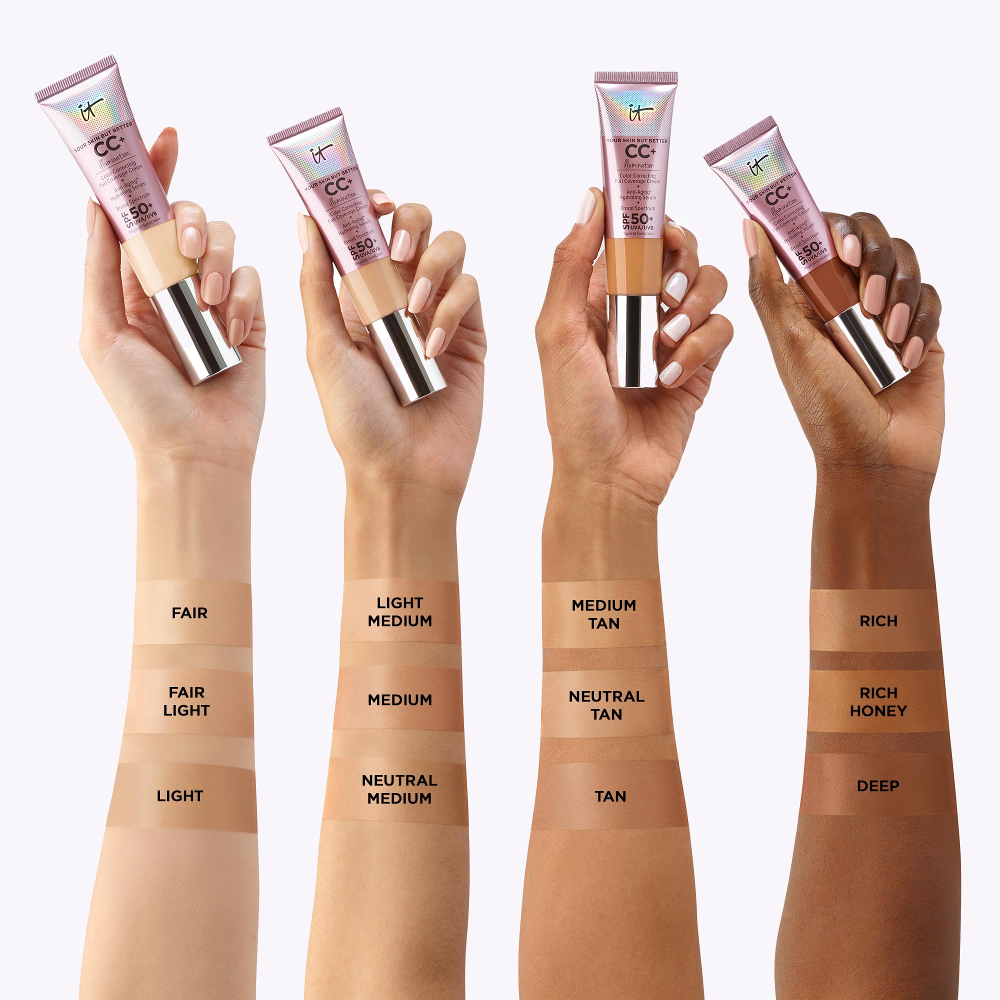 IT Cosmetics CC+ Cream Illumination – SPF 50+ offre une protection solaire légère.