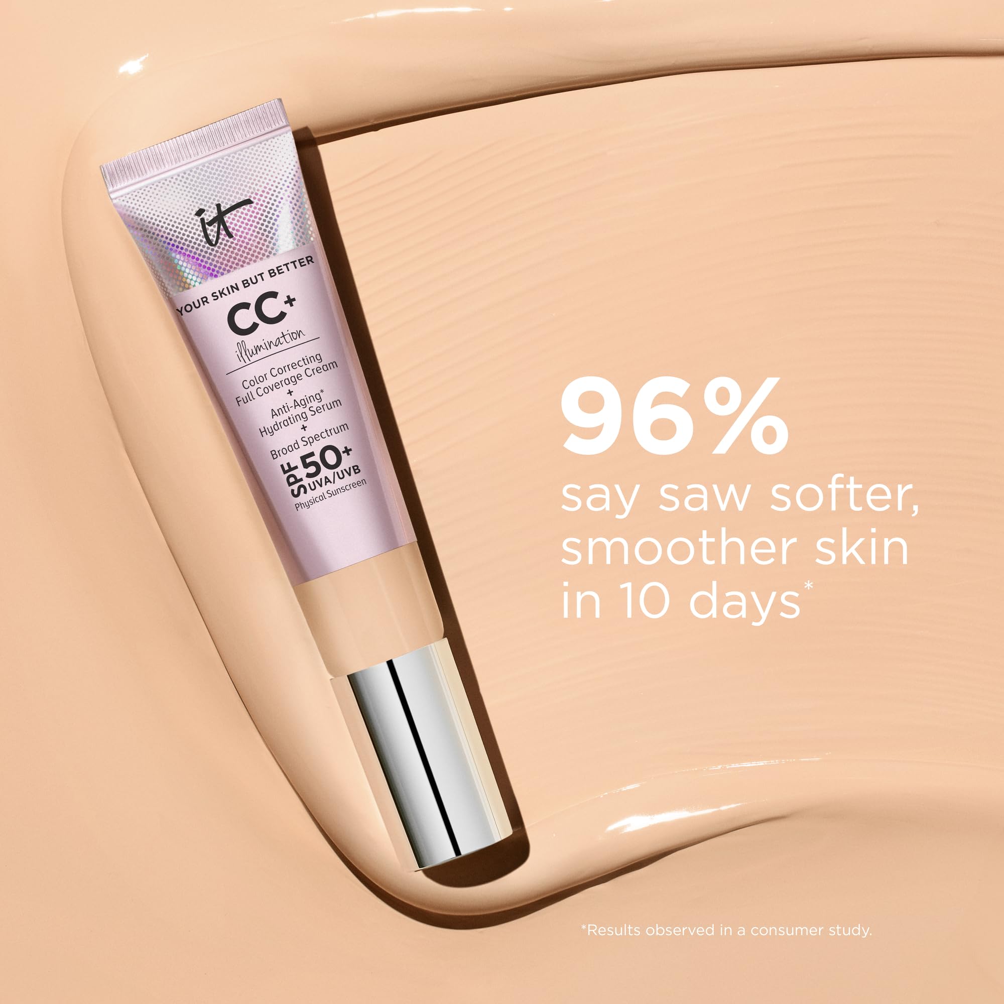 IT Cosmetics CC+ Cream Illumination – teinte neutre-moyen adaptée à de nombreuses carnations.