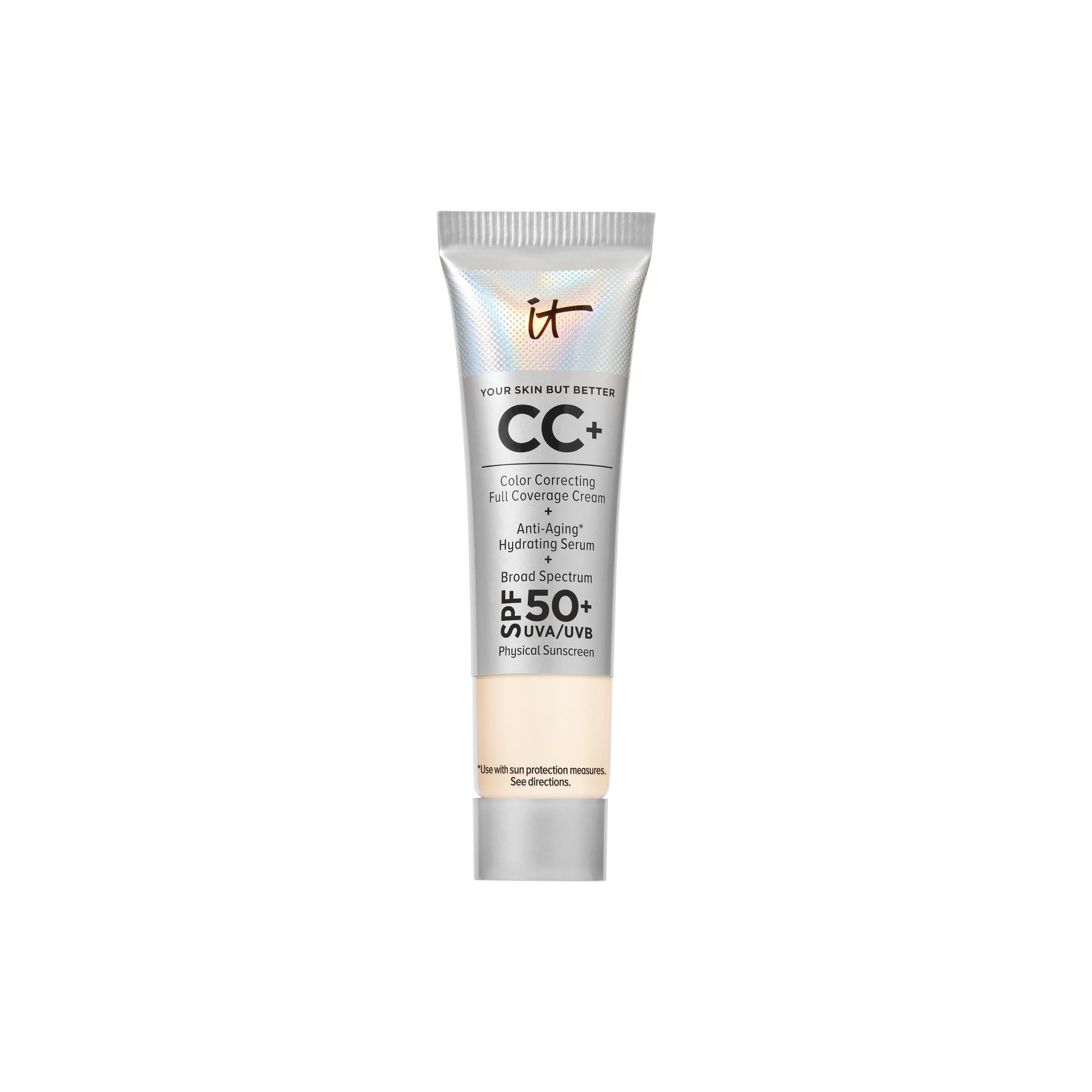 IT Cosmetics CC+ Travel – flacon élégant pour peau hydratée et unifiée.