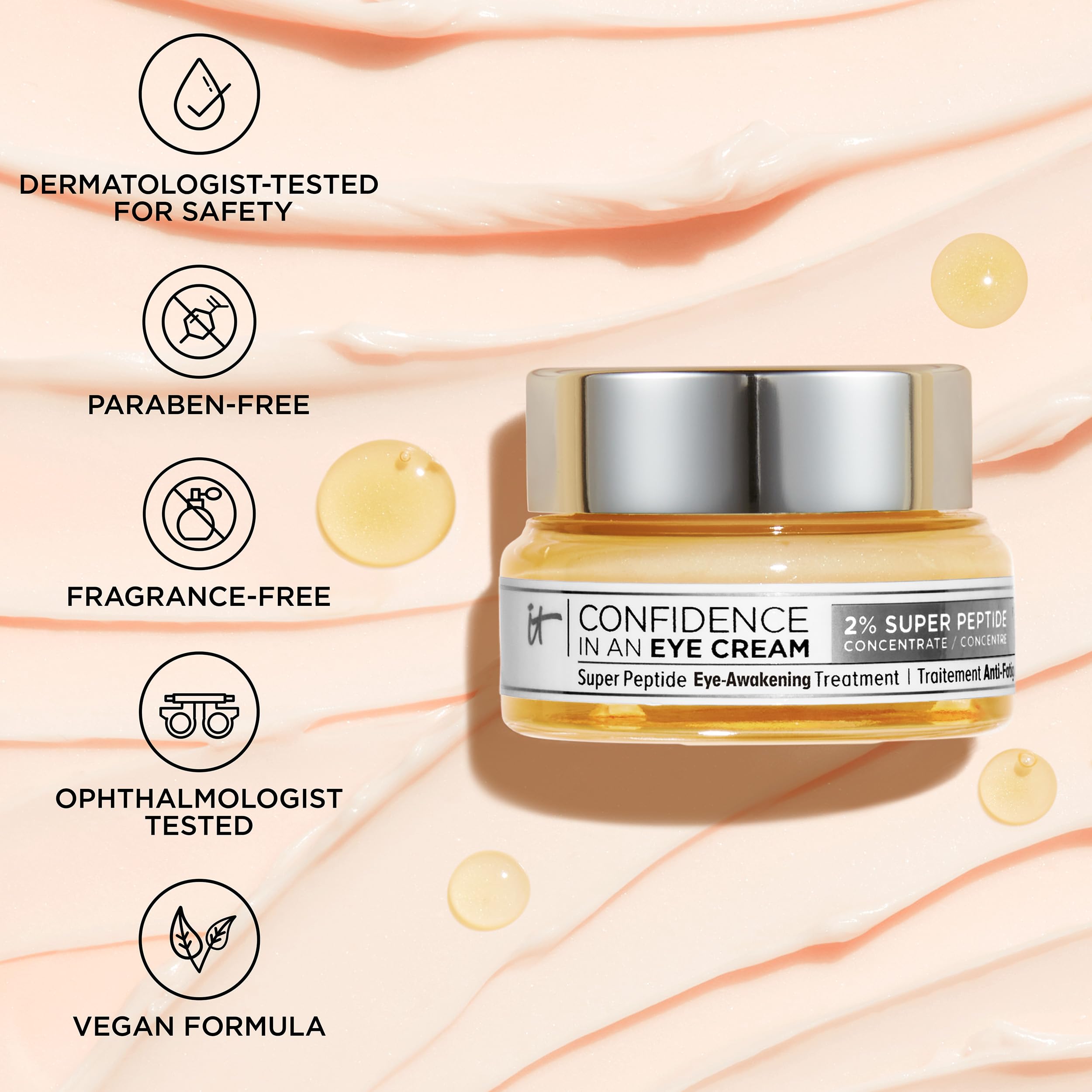 It Cosmetics Confidence dans la crème contour des yeux – ingrédients clés: peptides et riz.
