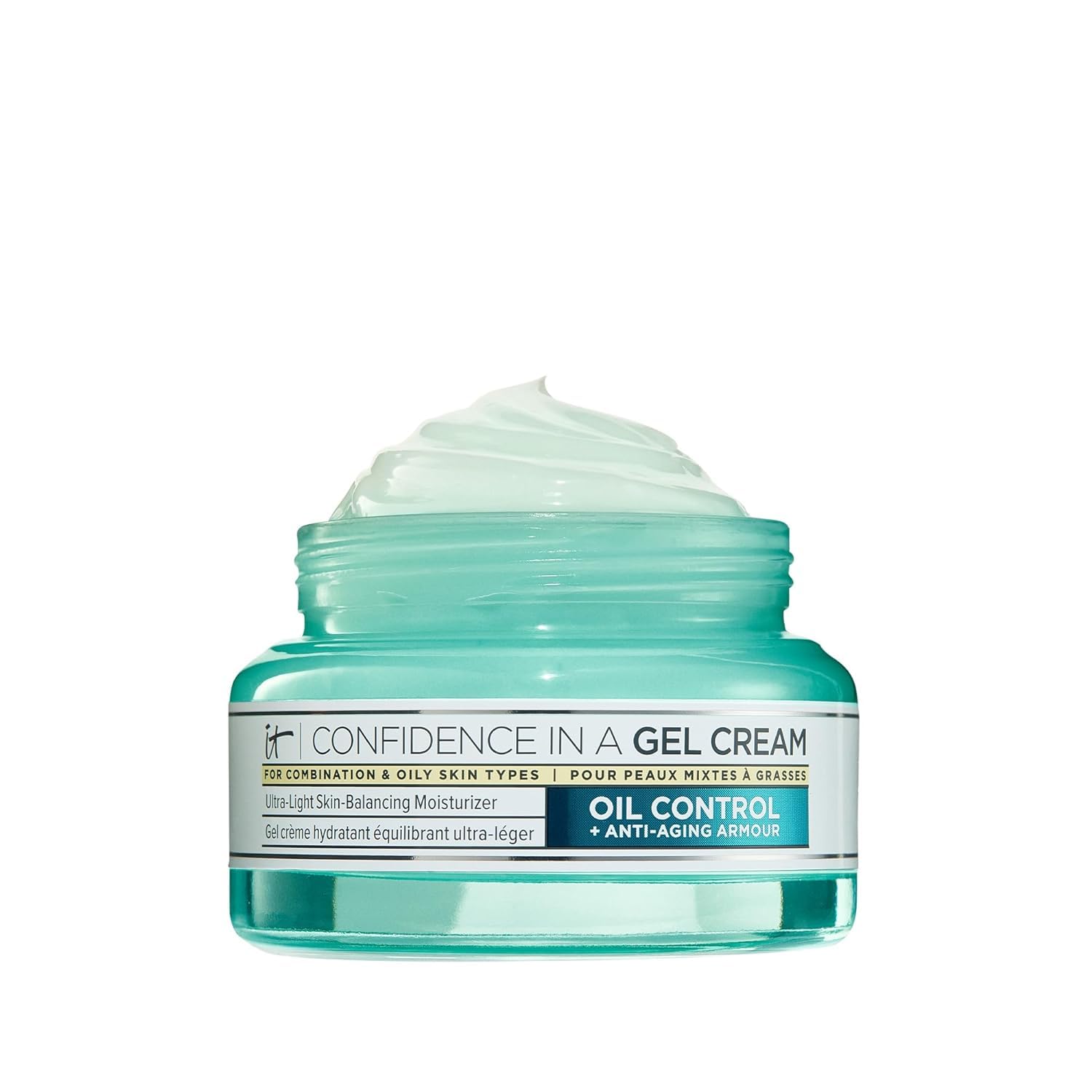 IT Cosmetics Gel-Crème conformation – Bouteille visible, texture légère et hydratation sans huile.