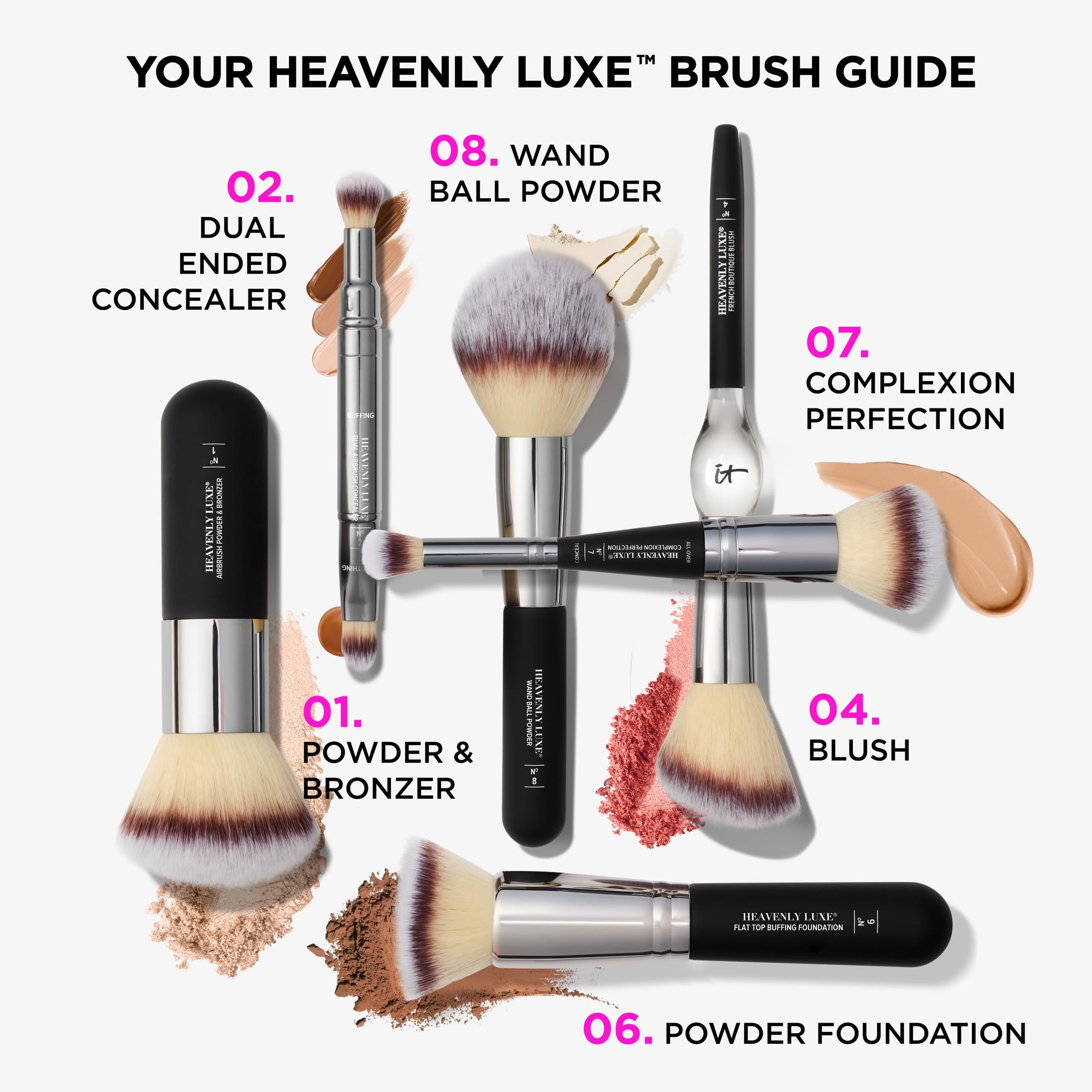 It Cosmetics Heavenly Luxe Dual Airbrush Concealer Brush #2 poils Heavenly Luxe pour douceur et précision.