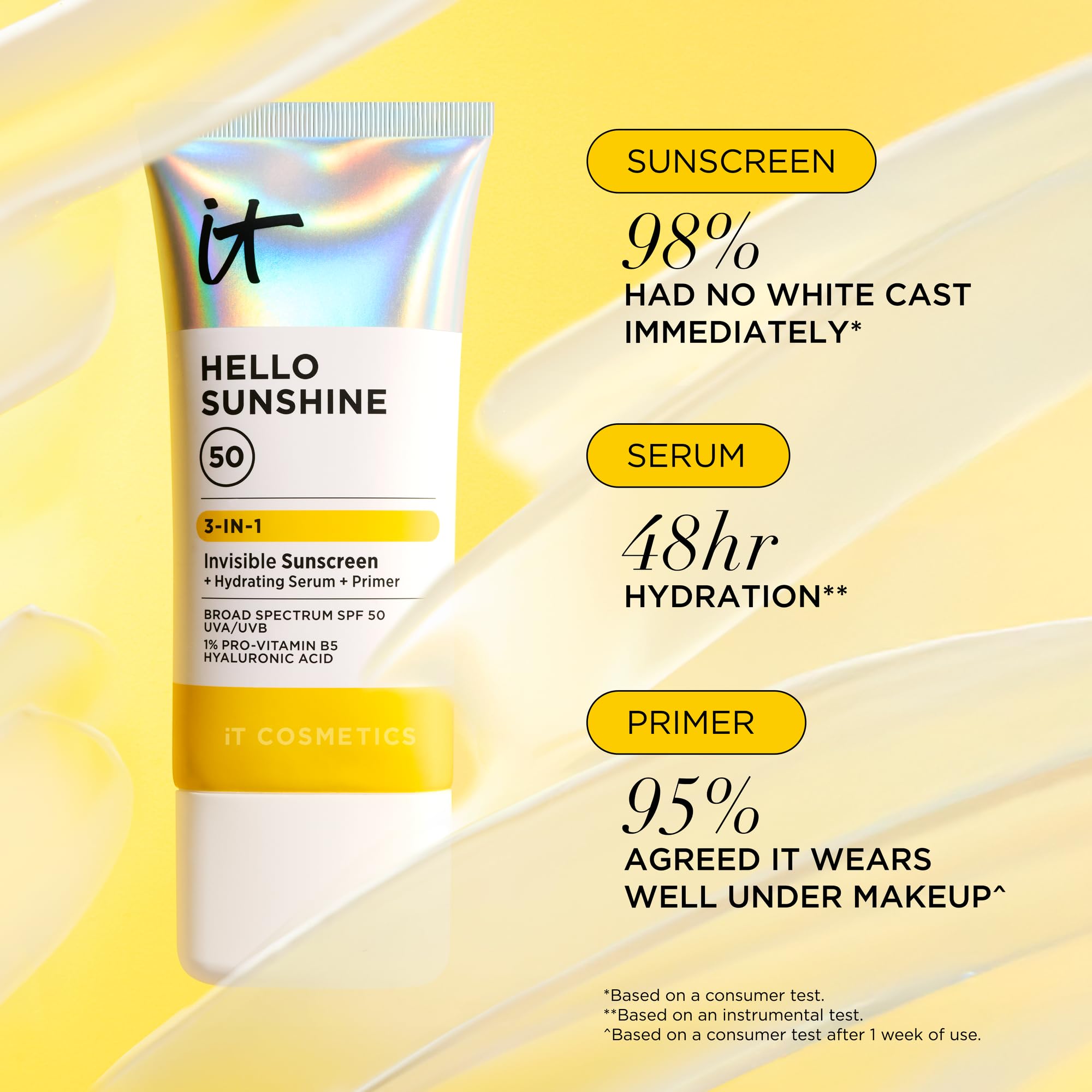 Base maquillage hydratante prête à être utilisée avec IT Cosmetics Hello Sunshine.