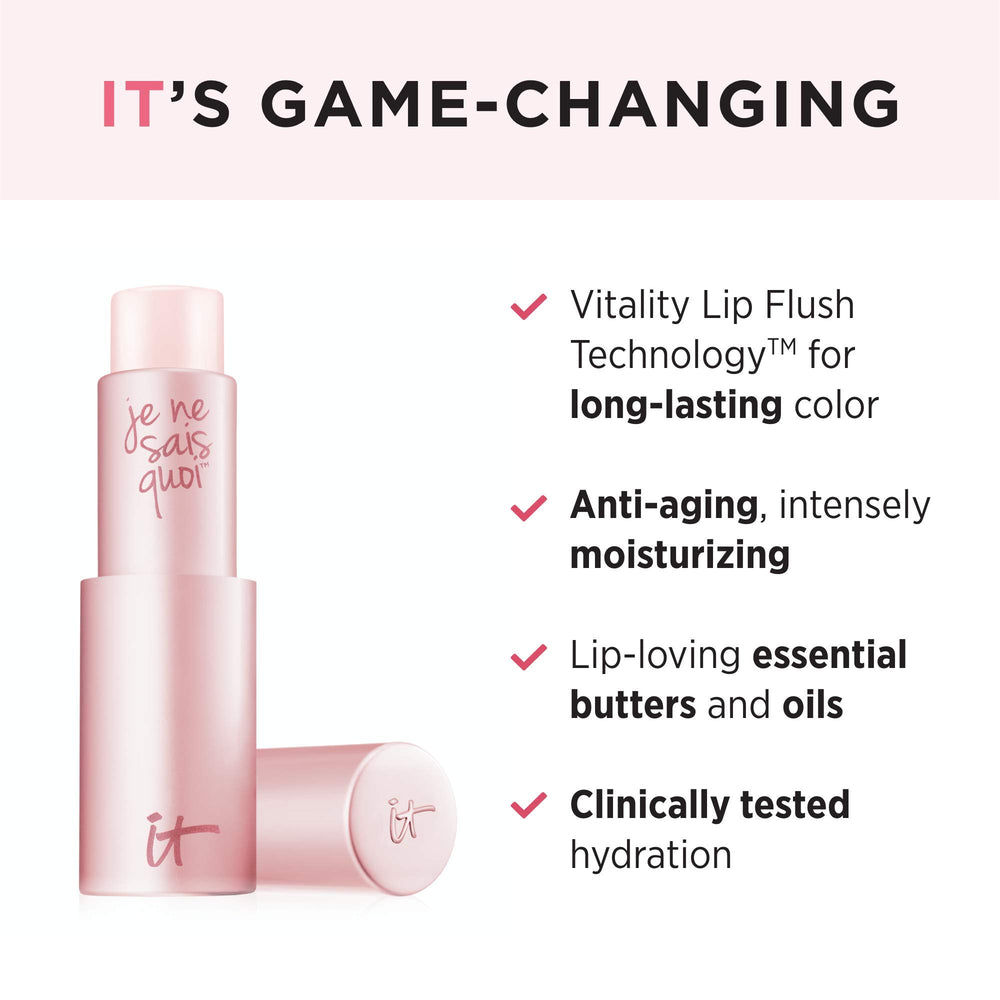 IT Cosmetics Je Ne Sais Quoi Lip Treatment, texture soyeuse pour lèvres douces.