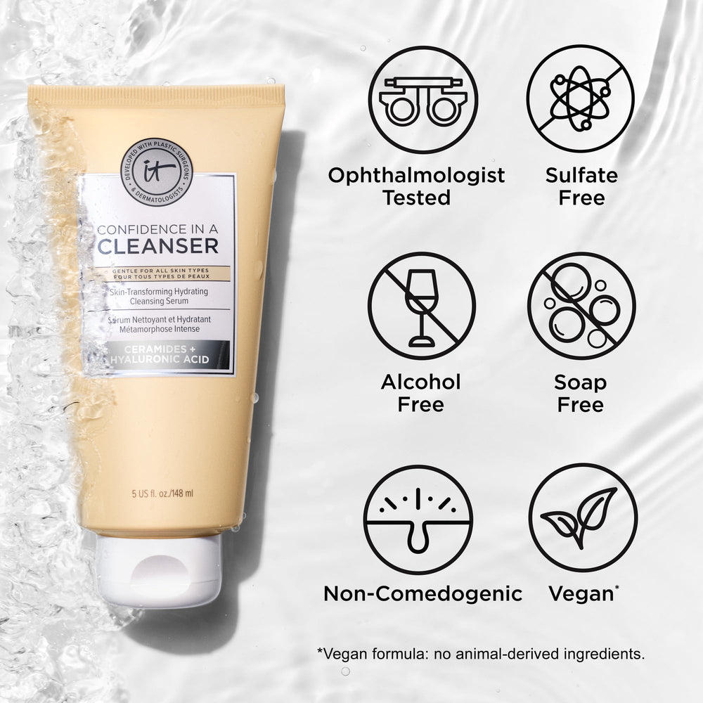 Céramides dans le nettoyant IT Cosmetics renforcent la barrière cutanée.
