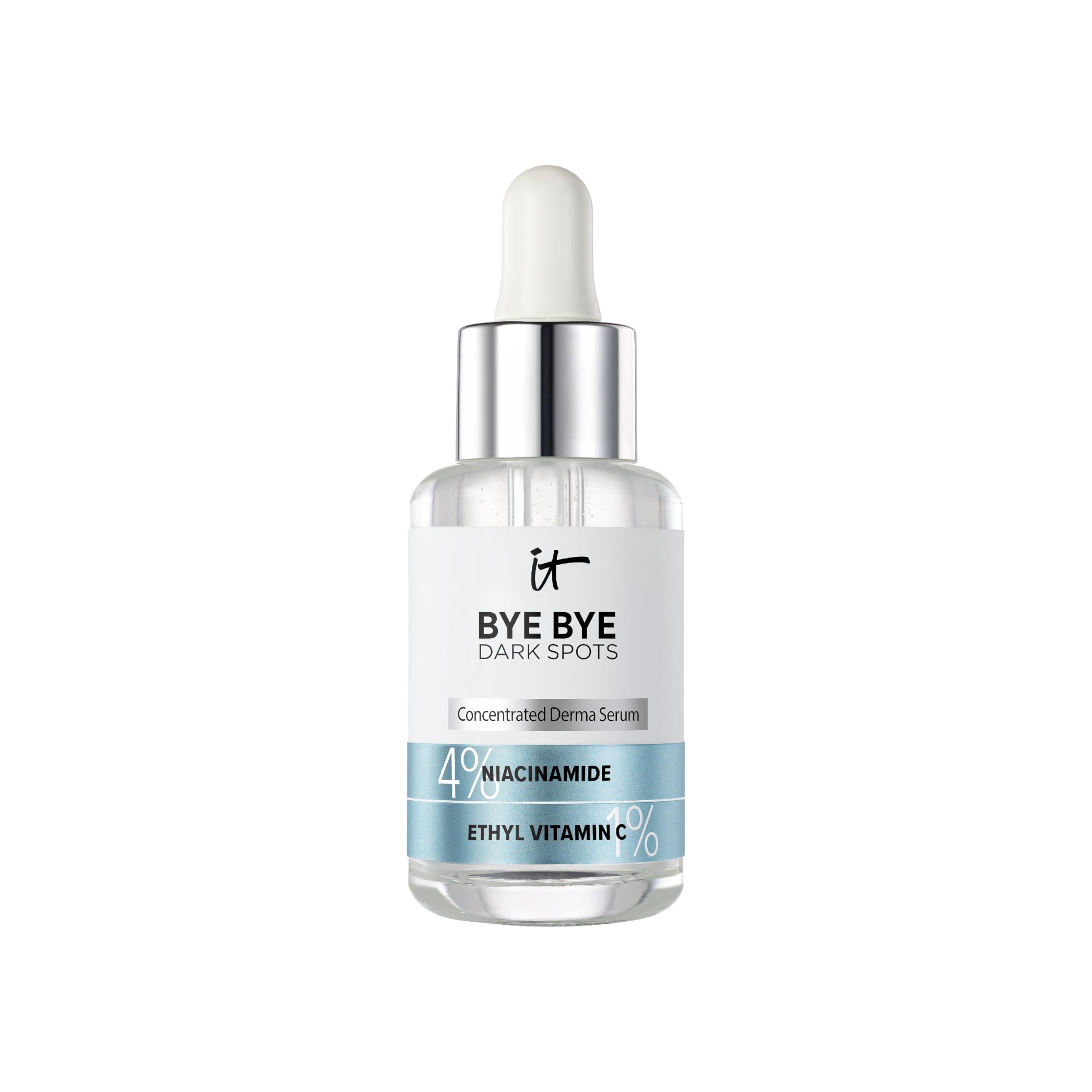 Sérum Bye Bye Dark Spots d IT Cosmetics, flacon anti-taches favorisant un teint homogène.