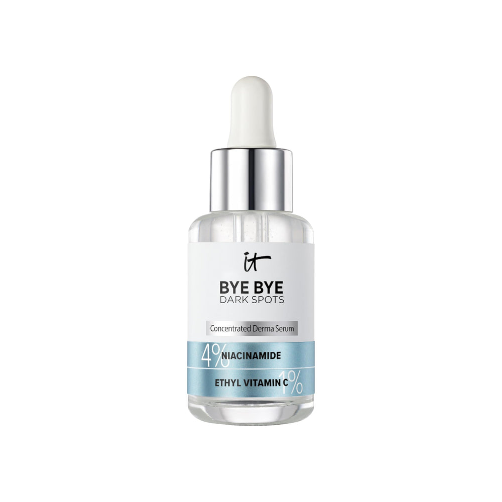 Sérum Bye Bye Dark Spots d IT Cosmetics, flacon anti-taches favorisant un teint homogène.