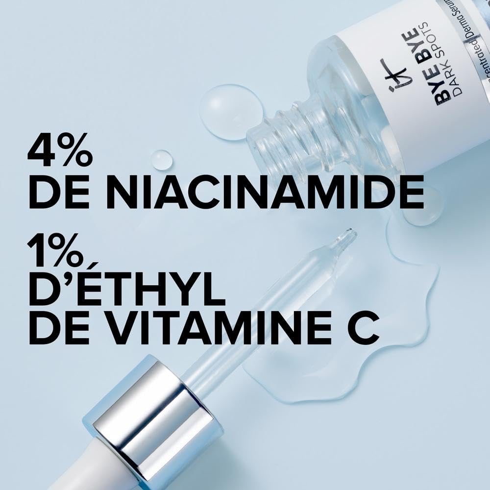 Ingrédients clés niacinamide et vitamine C pour l’efficacité ciblée.
