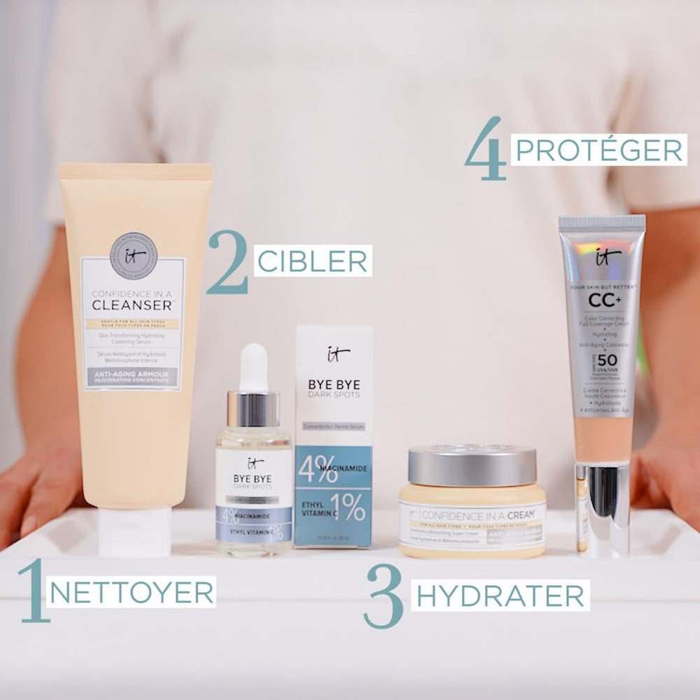 Peau plus lumineuse et clarté du teint après l’utilisation du sérum.