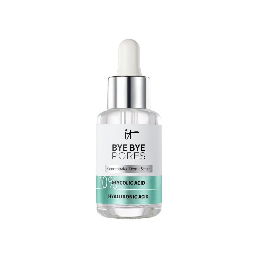 IT Cosmetics Bye Bye Pores – sérum glycolique en bouteille, pores potentiellement affinés.