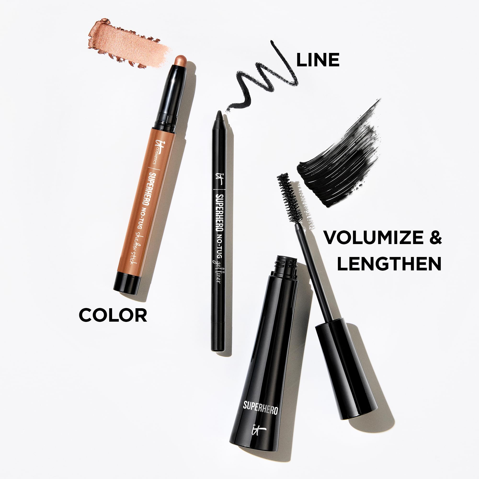 IT Cosmetics Superhero Mascara Travel – résultats transformés avec deux couches pour une allure complète.