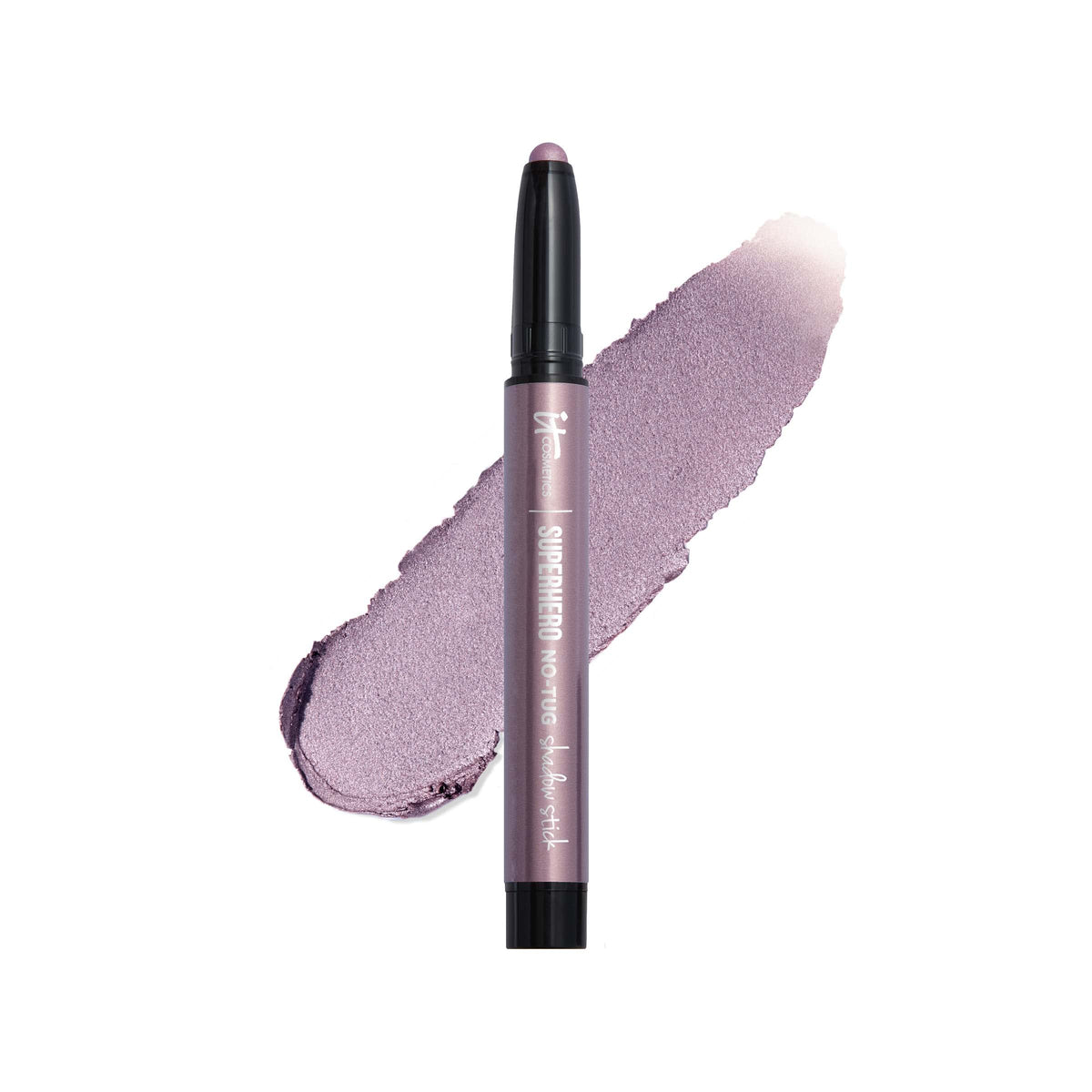 Emballage du IT Cosmetics Superhero No-Tug Shadow Stick Epique Améthyste et Perle Lavande pour rangement pratique