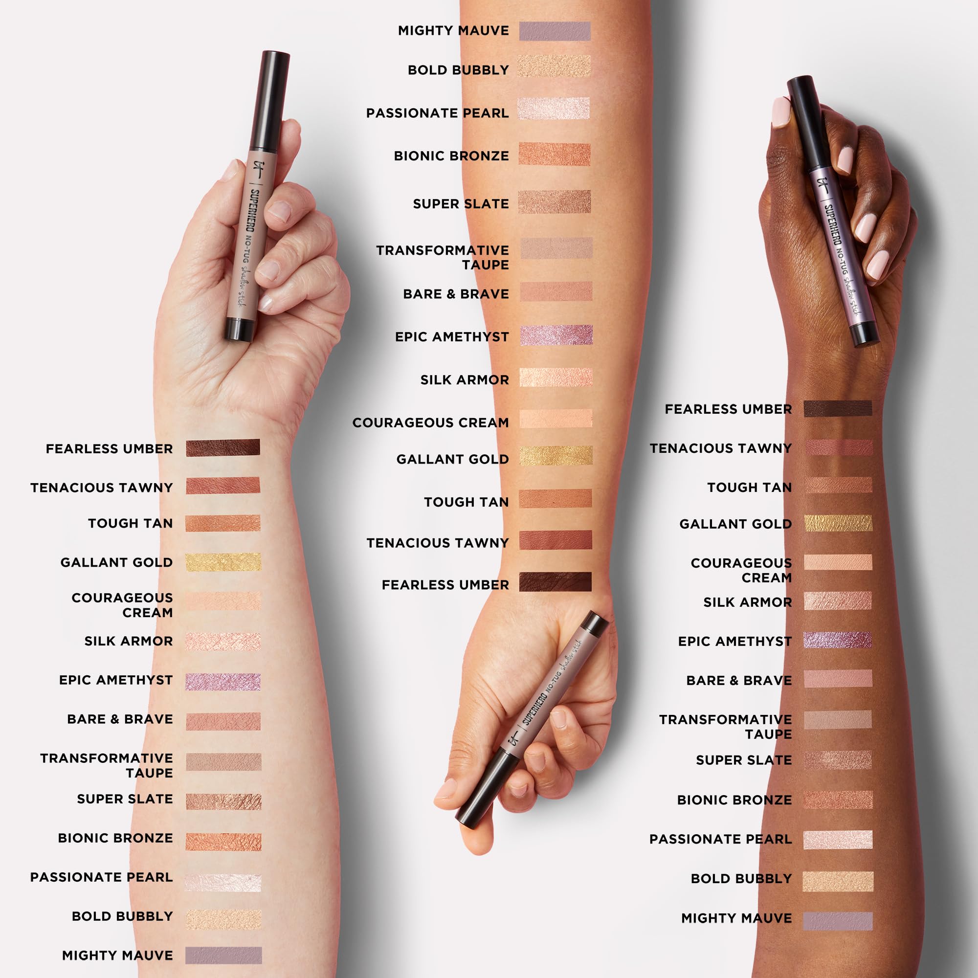 IT Cosmetics Superhero No-Tug Shadow Stick convient aux yeux sensibles et paupières sensibles.