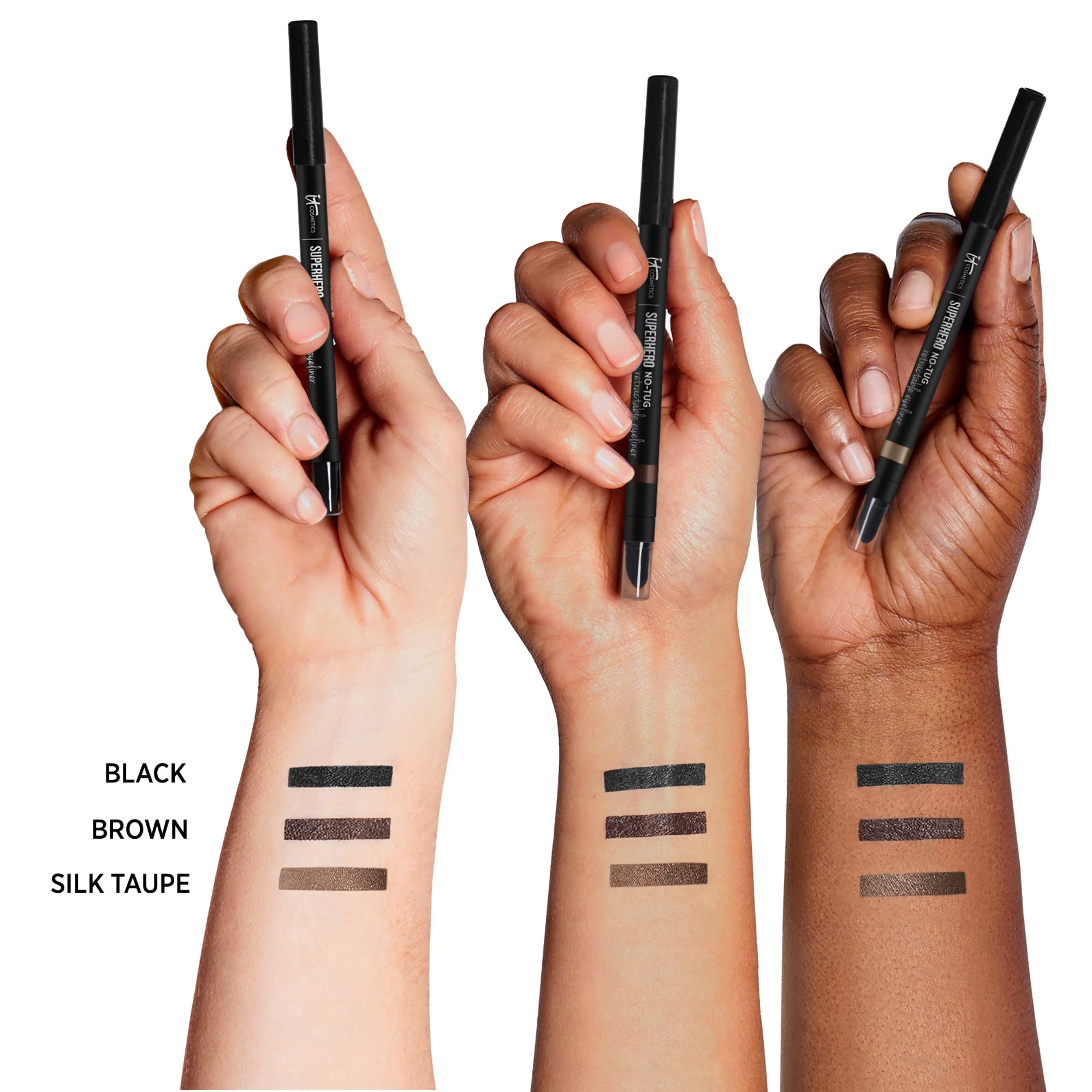 IT Cosmetics Superhero Crayon Automatique Sans Traction Noir, définition nette le long des cils.
