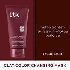 ITK Masque Argile Changeant devient rose, indique décongestion légère de la peau