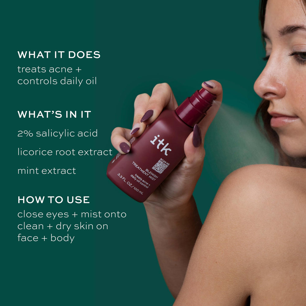 ITK Skincare Spray utilisation quotidienne, simplicité après nettoyage