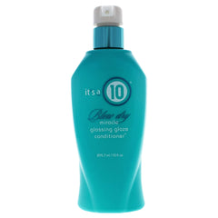 Its 10 Haircare conditioner close-up showing smooth, glossy hair after blow-dry