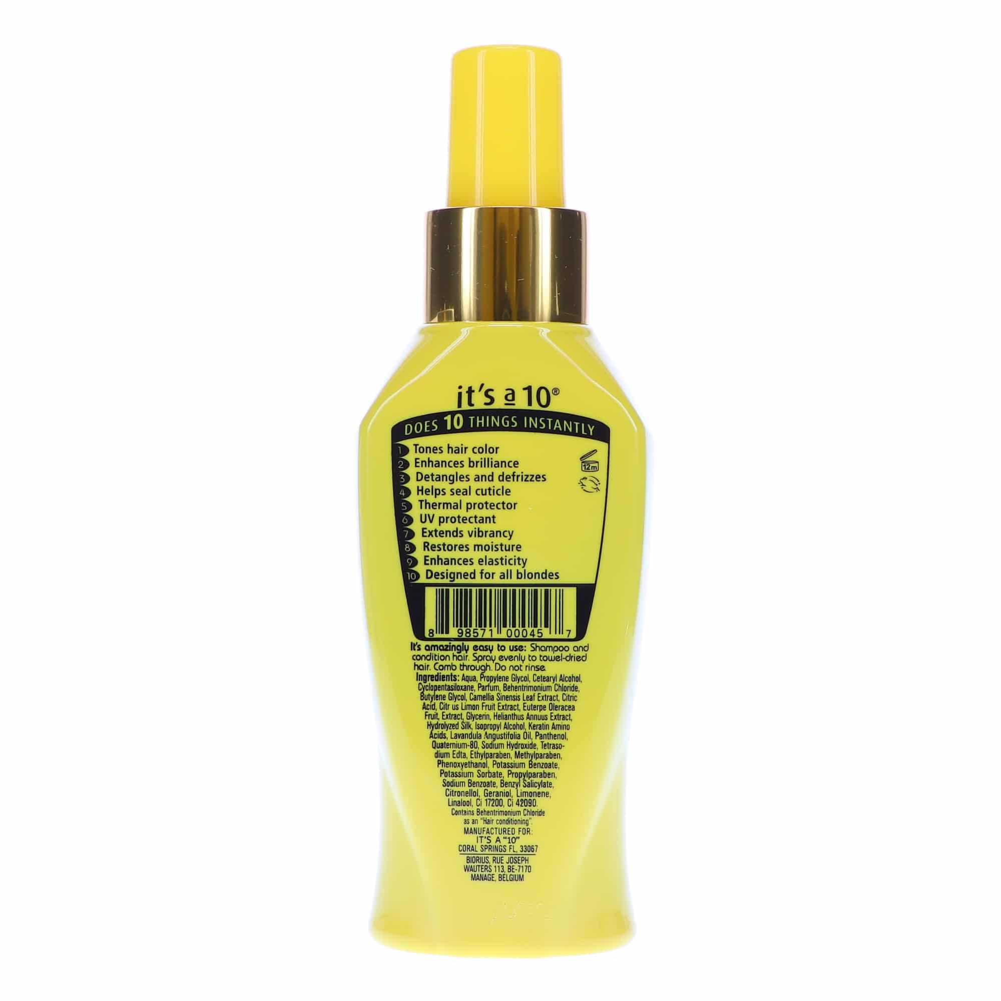 Its a 10 Haircare Blonde Miracle Leave-In Spray: soin durable et brillance ciblée.