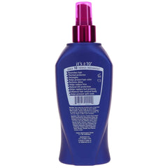Utilisation pratique du pulvérisateur conditionneur sans rinçage Its A 10 Haircare pour nourrir et démêler les cheveux.