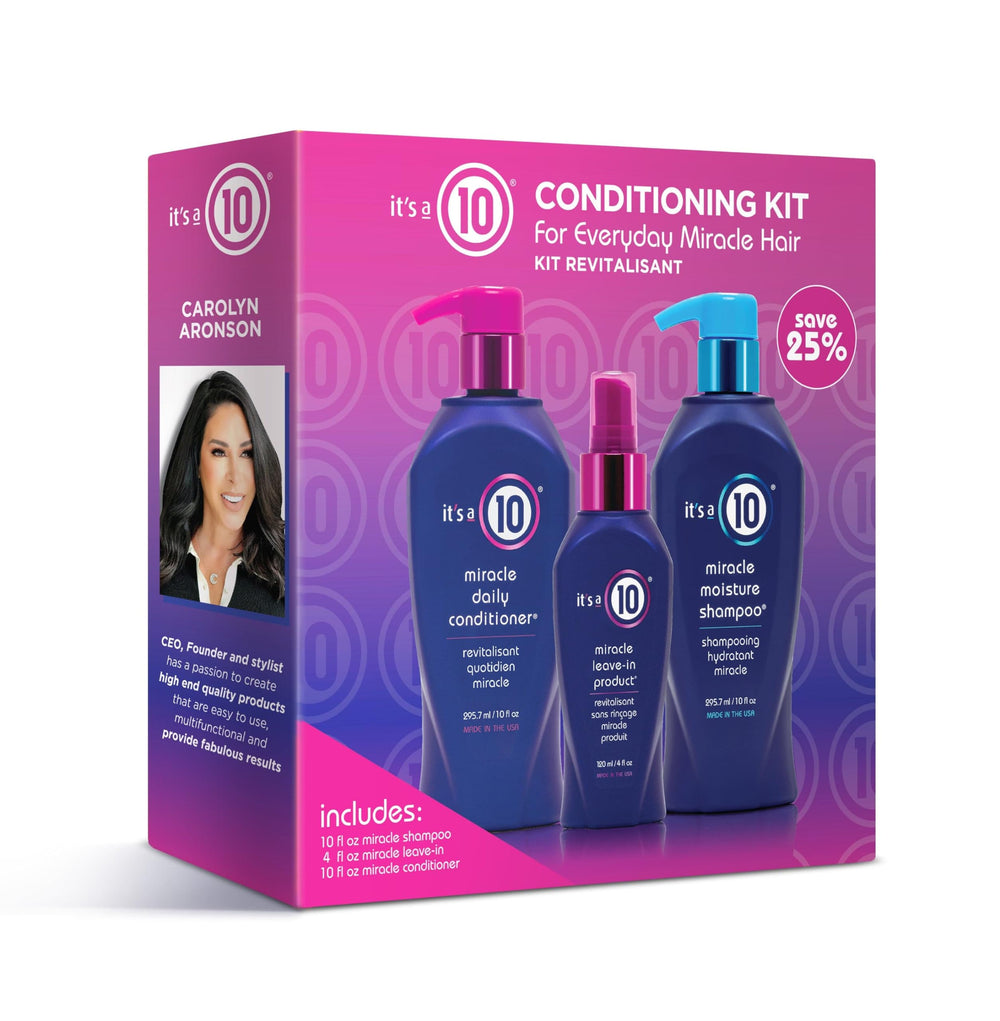 Ensemble Miracle d'It's a 10 Haircare, cheveux faciles à coiffer après lavage.