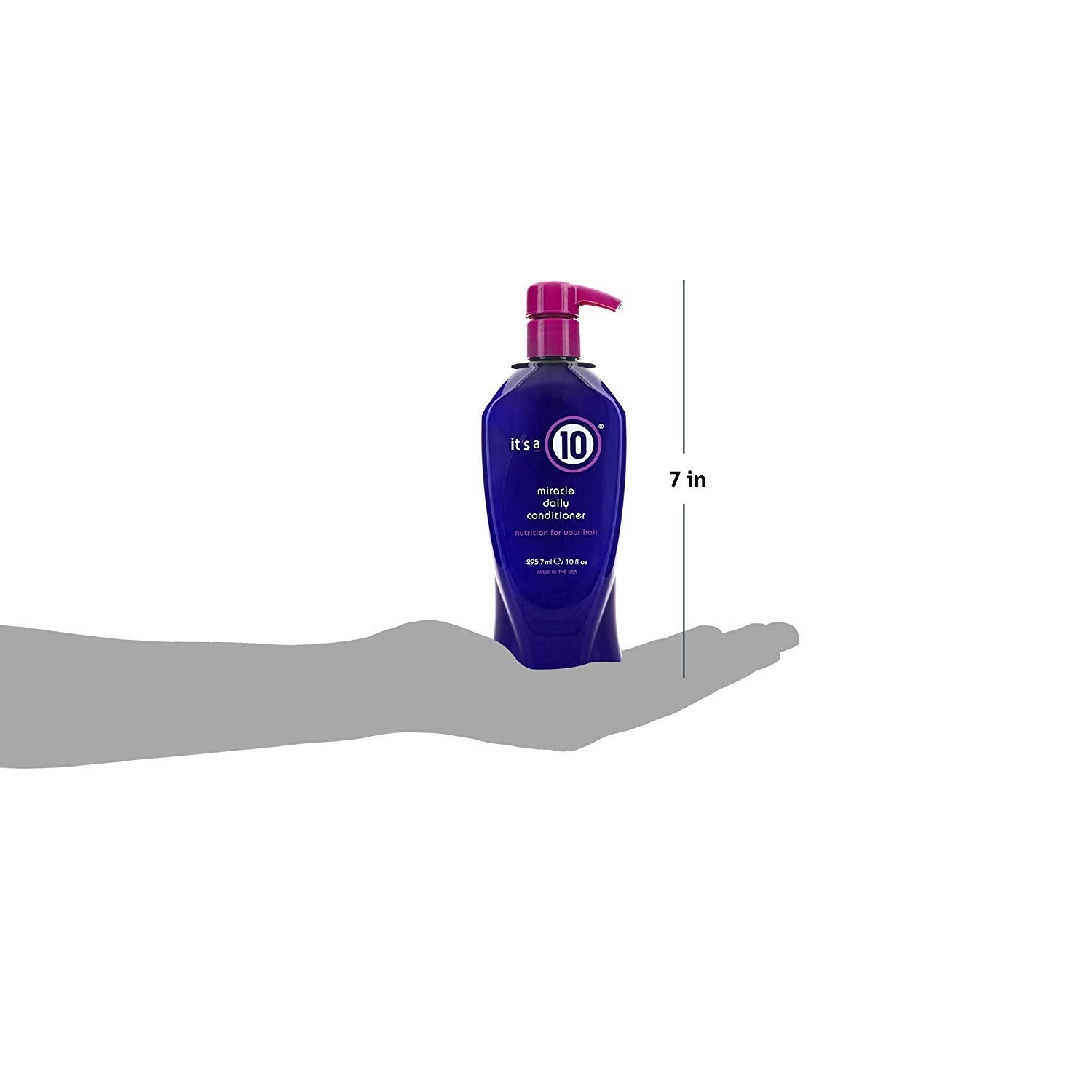 It's a 10 Miracle Daily Conditioner bottle label close-up highlighting a clean formula.