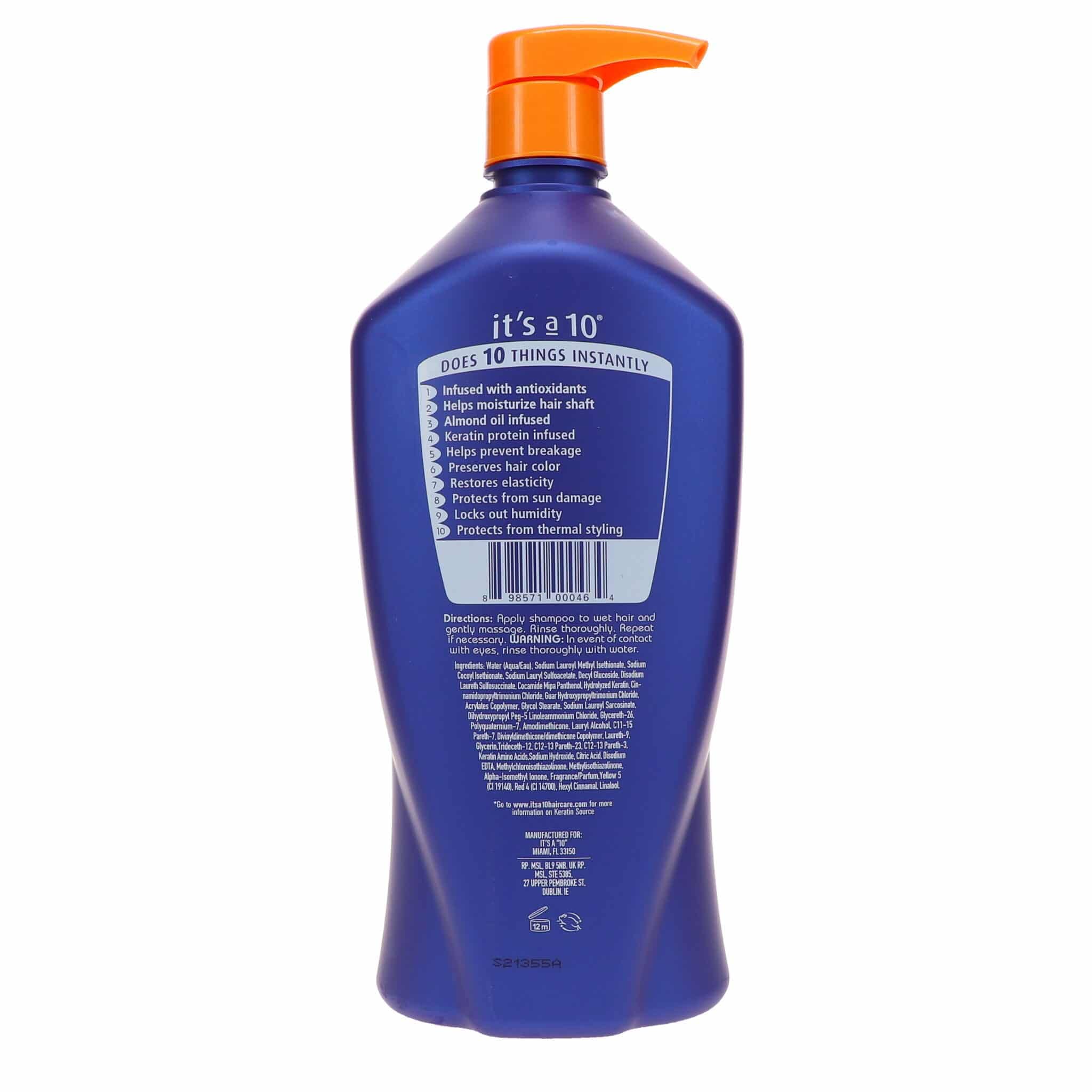 Its a 10 Haircare Miracle Shampoo Plus Keratin, texture riche pour douceur et brillance.