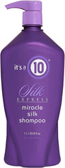 Its a 10 Haircare Silk Express Miracle Silk Shampoo : la bouteille offre douceur soyeuse et cheveux faciles à gérer.