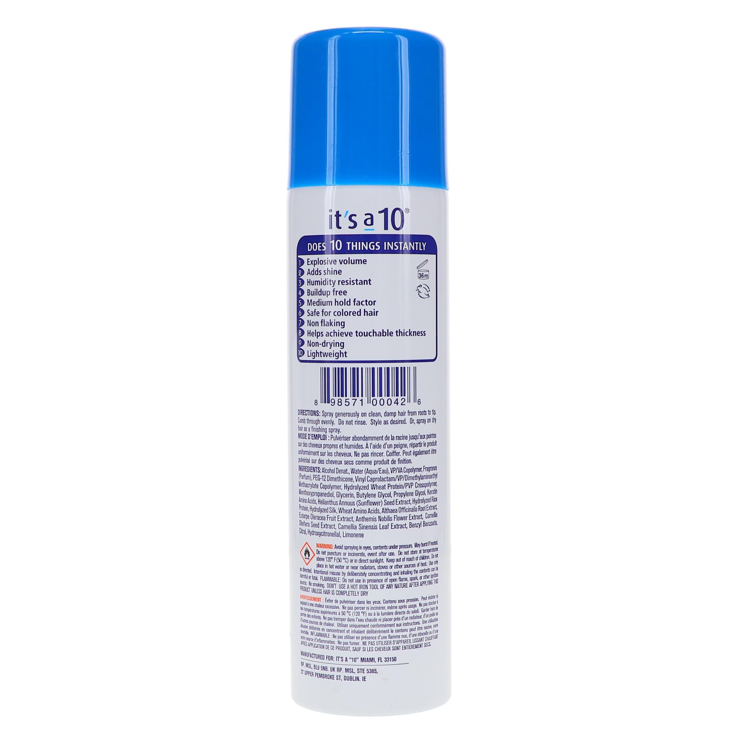 It's A 10 Miracle Blowdry Volumizer bottle emphasizing shine and movement