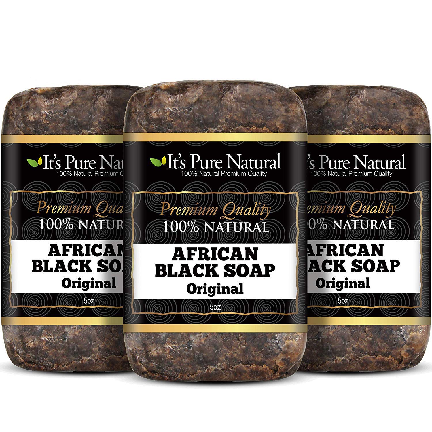 Savon noir It's Pure Natural, pack de 3 barres pour visage et corps.