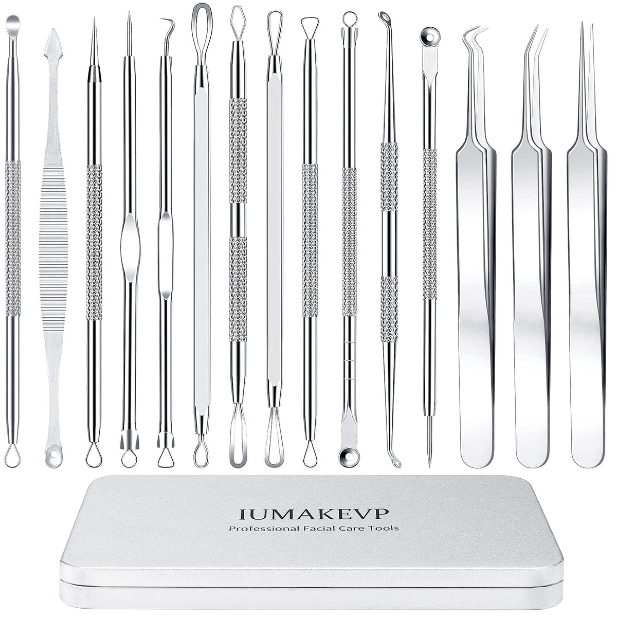 IUMAKEVP kit extracteurs comédons dans une boîte métal, hygiénique et pratique.