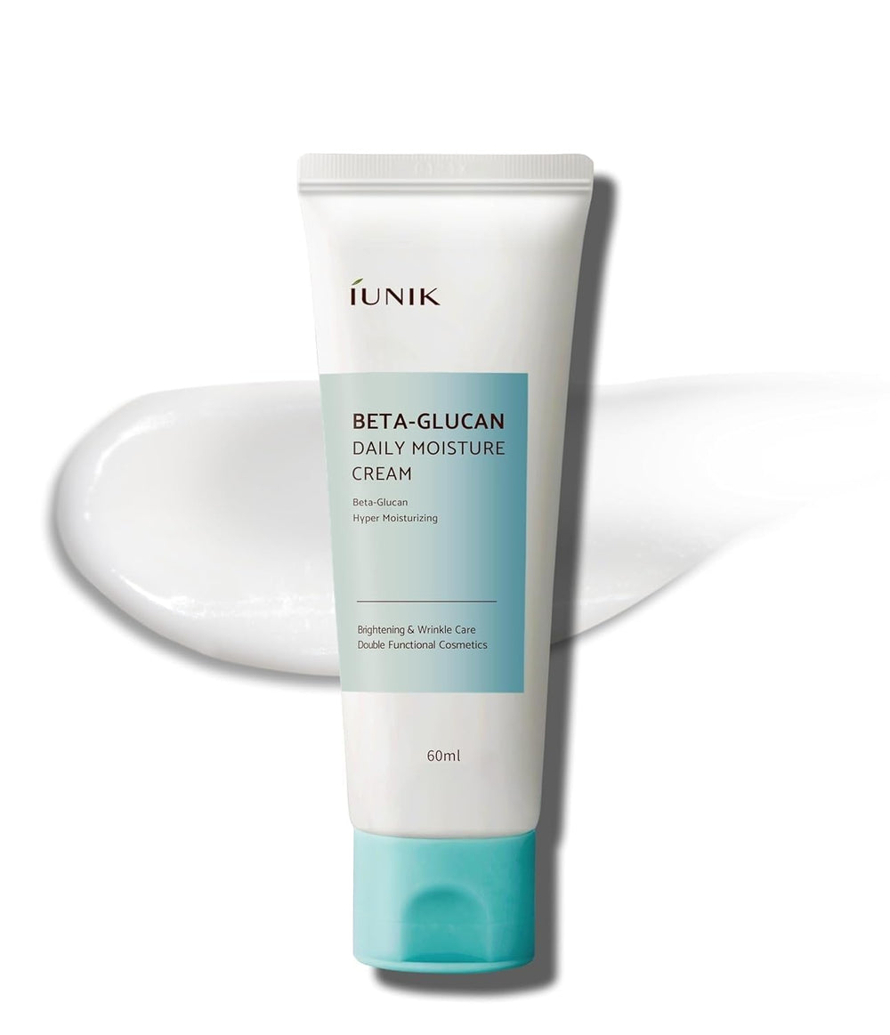 IUNIK Beta-Glucan Moisture Cream jar shows rich texture for deep hydration.