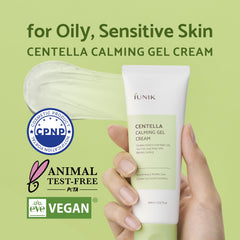 IUNIK Centella 70% Gel-Crème, absorption rapide sans résidu gras.