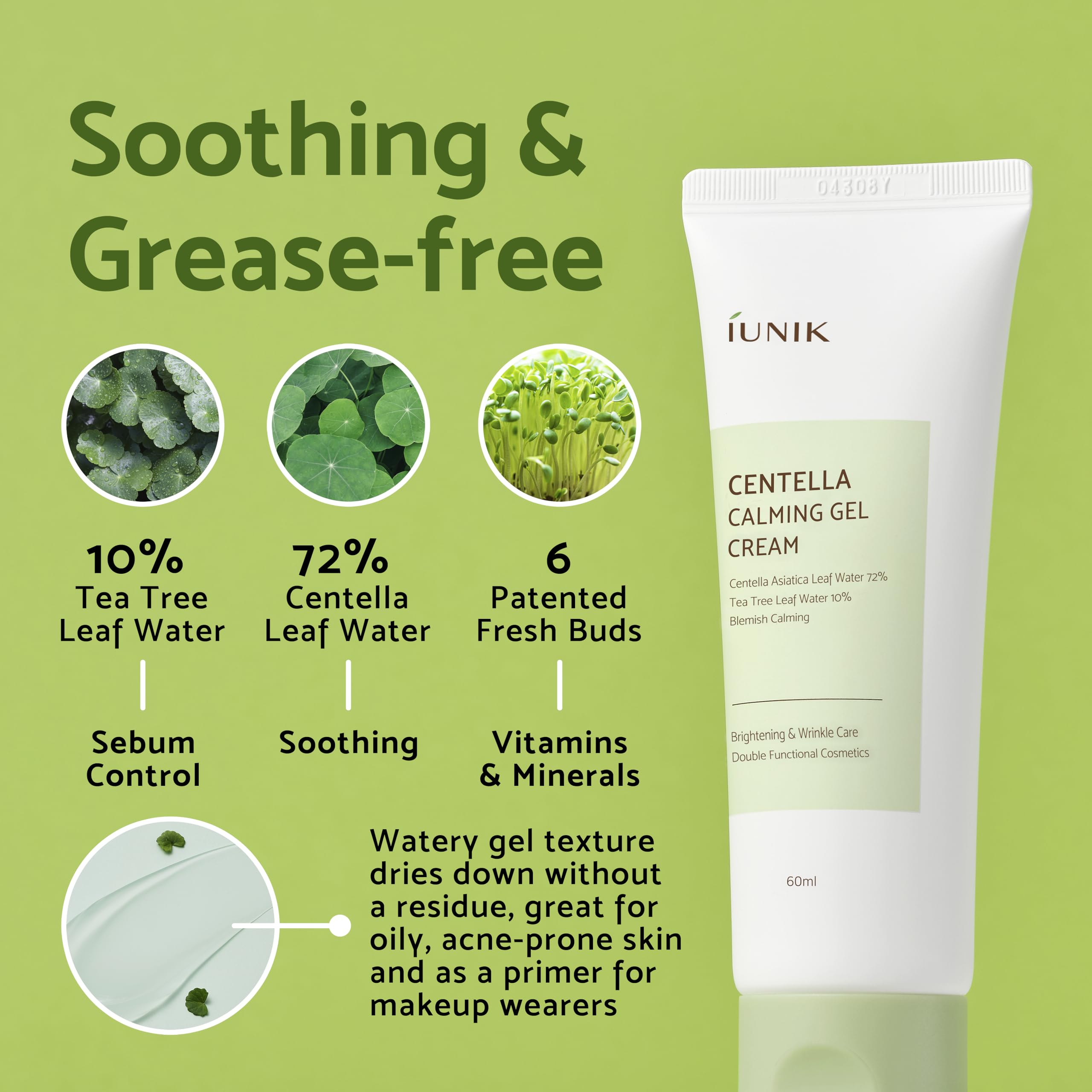 IUNIK Centella 70% Niacinamide et Adénosine pour fortifier la barrière et lisser.