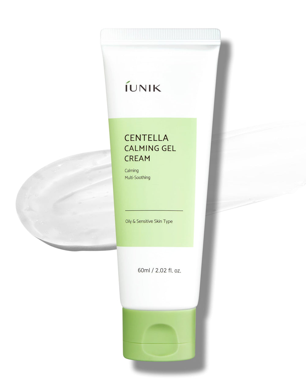 IUNIK Centella Gel-Crème en bouteille pour peaux sensibles et acnéiques.