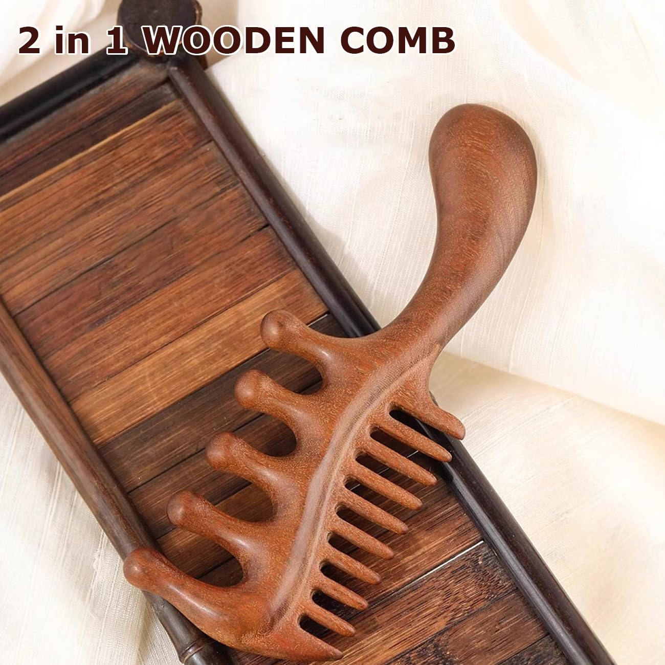 iUnxkmi peigne bois santal massage cuir chevelu pour détente et relief.
