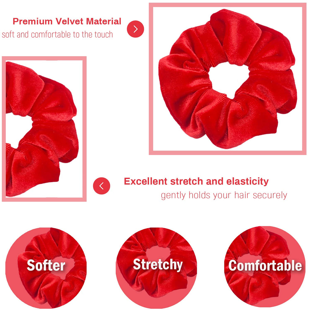 IVARYSS bande elastique cheveux rouge velours avec maintien doux.
